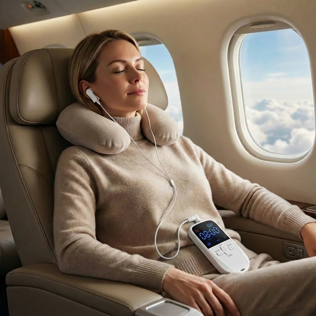 Relievagus CES Wired Ear Clip – Business travel scene